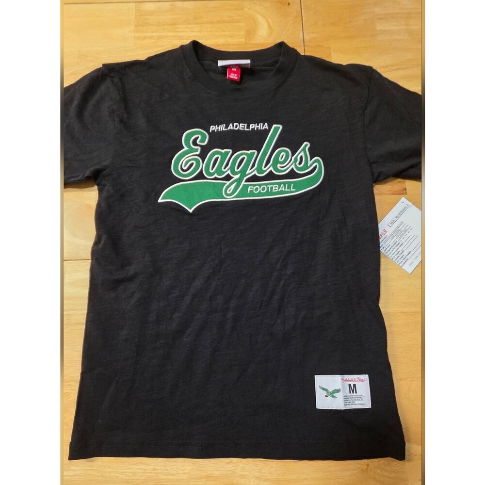 Mitchell & Ness Philadelphia Eagles Youth Medium M 10/12 Black T-Shirt Retro - Picture 3 of 11